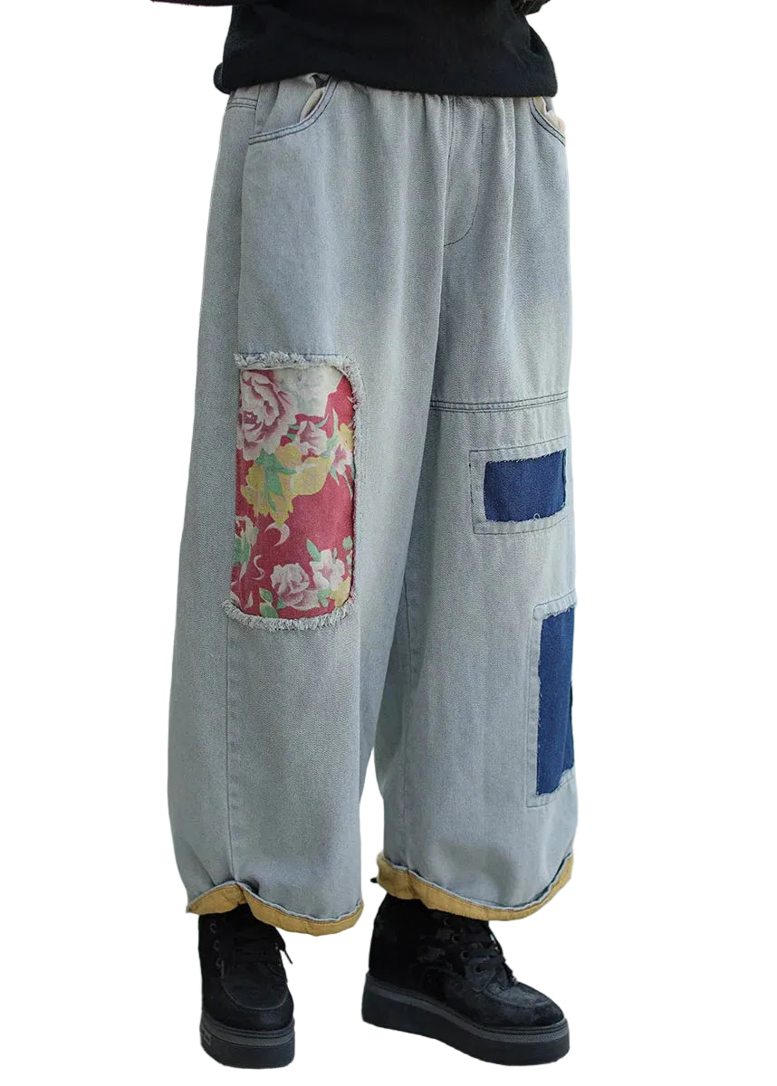 Dame Jeans Baggy Design med Elastisk Talje og Vide Ben 0