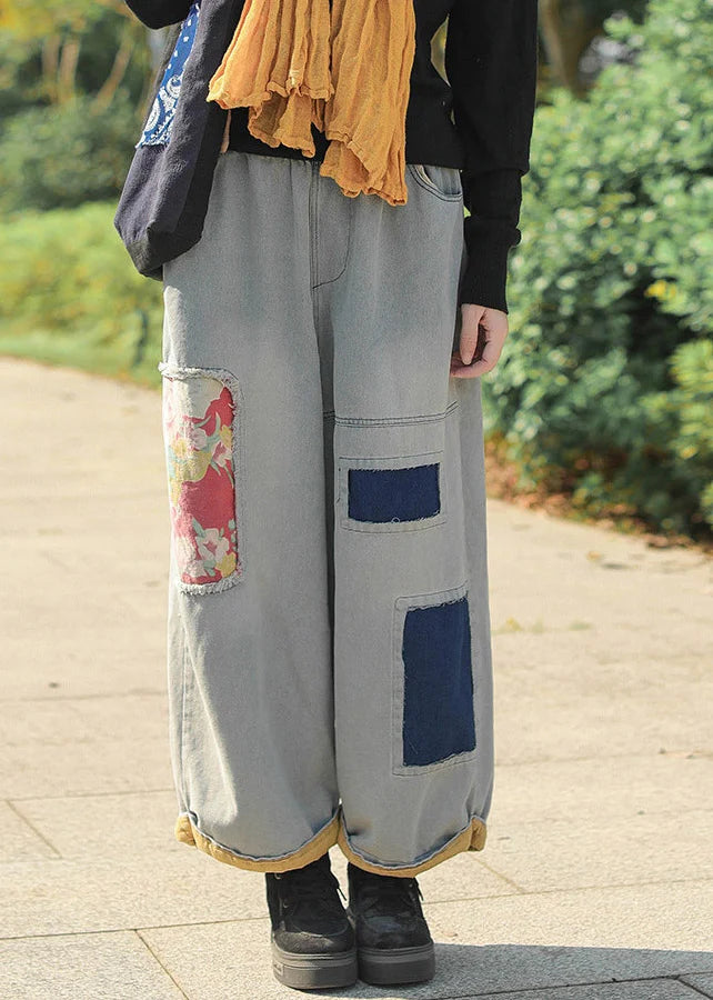 Dame Jeans Baggy Design med Elastisk Talje og Vide Ben 1