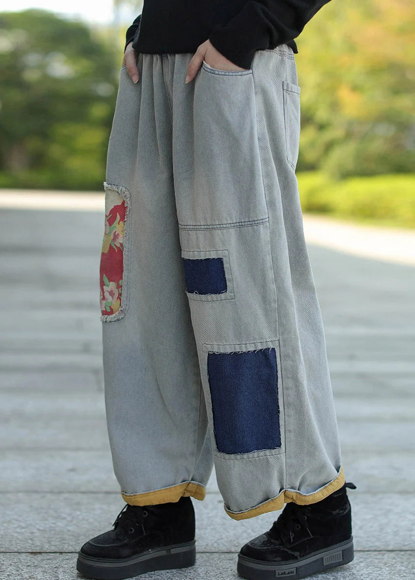 Dame Jeans Baggy Design med Elastisk Talje og Vide Ben 2