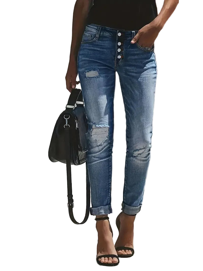 Dame Jeans Bukser med Rive Detaljer 0