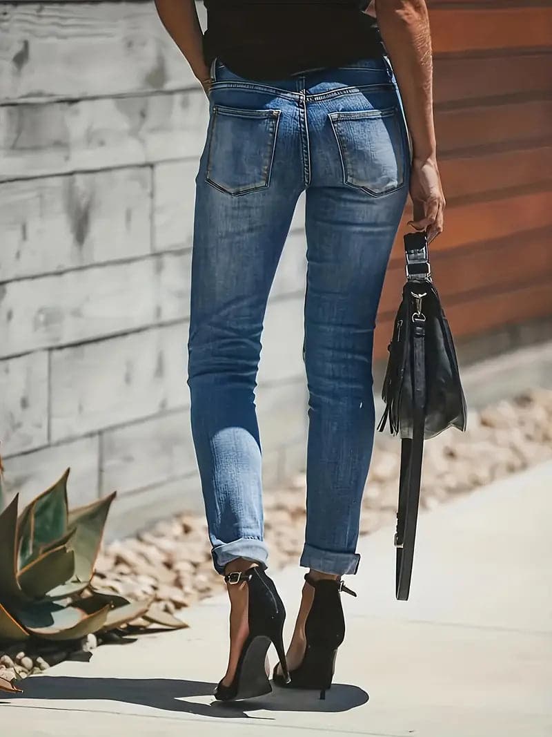 Dame Jeans Bukser med Rive Detaljer 1