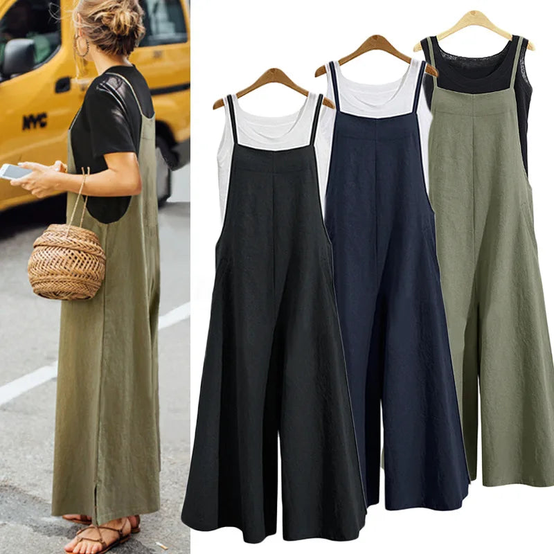 Dame Jumpsuit Casual med Brede Ben 0