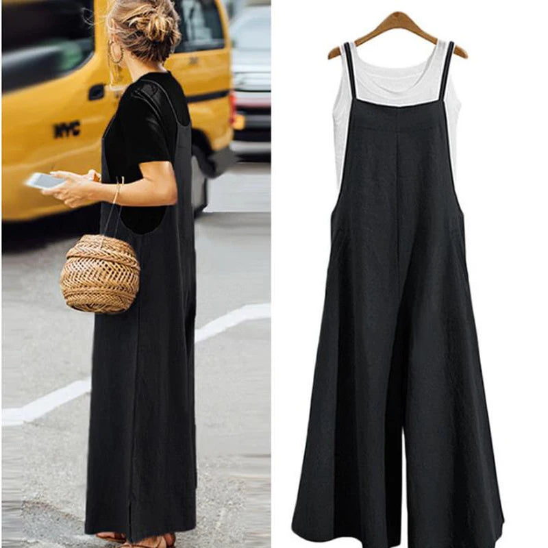 Dame Jumpsuit Casual med Brede Ben 1
