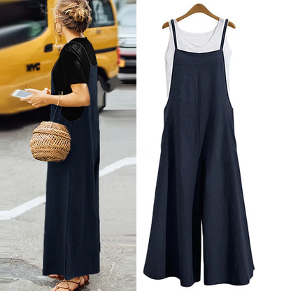 Dame Jumpsuit Casual med Brede Ben 2