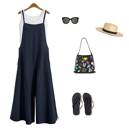 Dame Jumpsuit Casual med Brede Ben 4