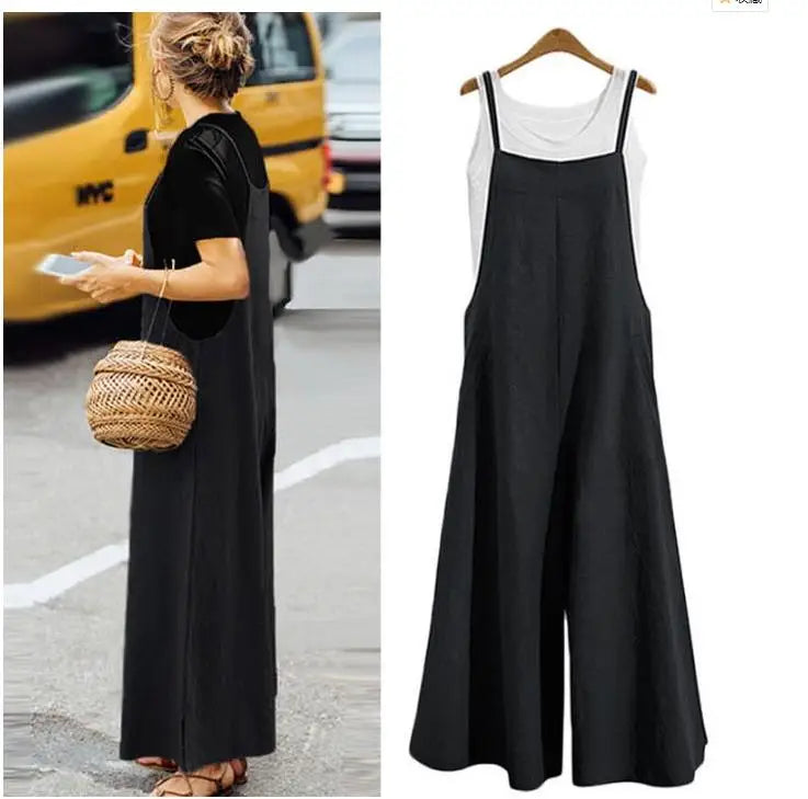 Dame Jumpsuit Casual med Brede Ben 6
