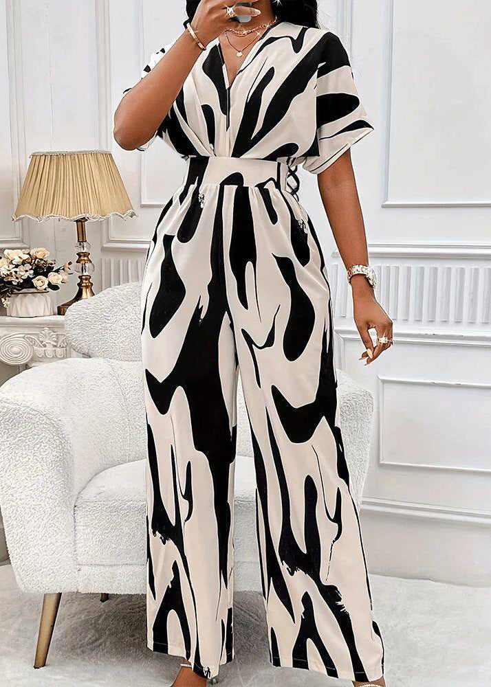 Dame Jumpsuit Med Elastisk Talje Print Moderne Design 2