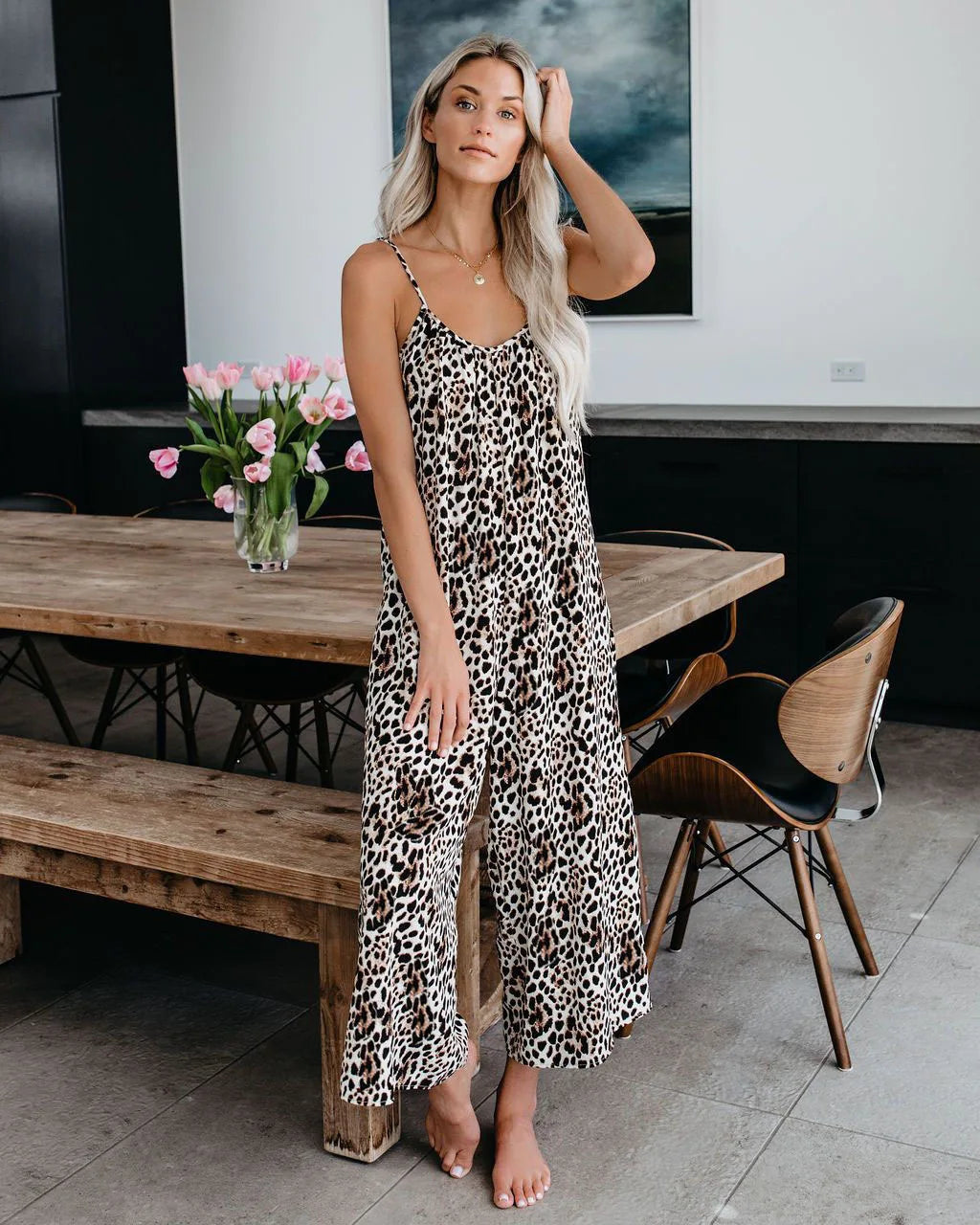 Dame Jumpsuit med Brede Ben 7