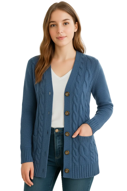 Dame Kabelstrik Cardigan til Forår 0