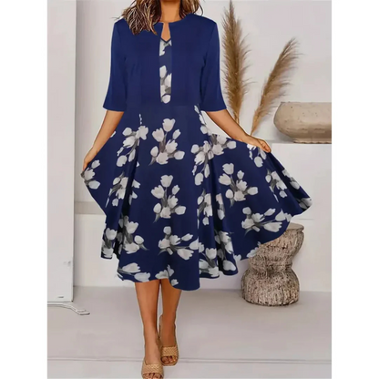 Dame Kjole Blazer Midi med Blomsterprint til Bryllup 3