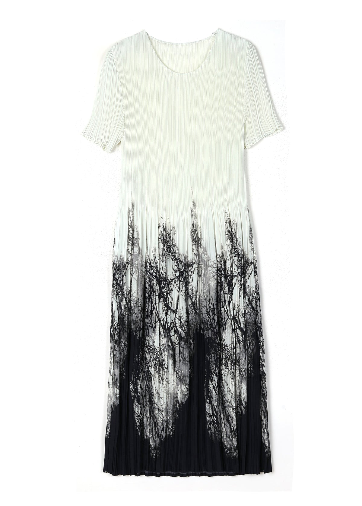 Dame Kjole O-hals Print Rynket Sommerstil 4