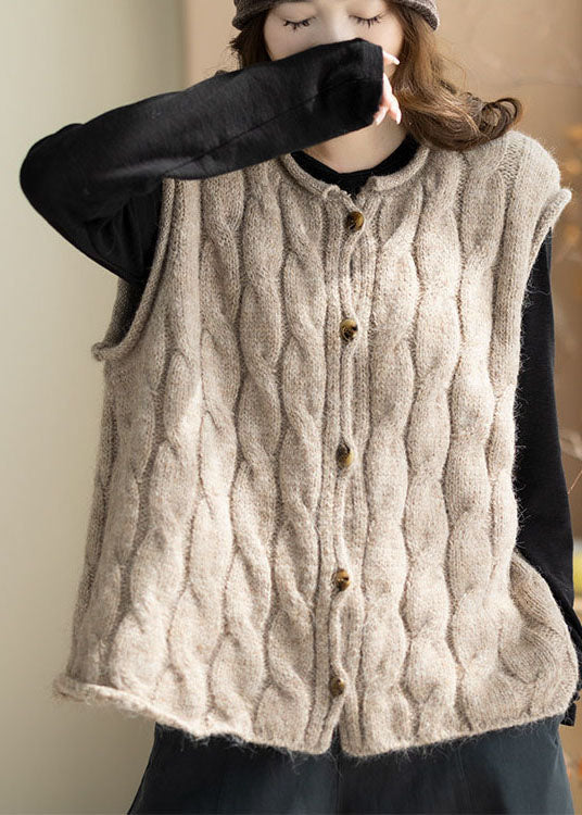 Dame Kort Vest Kabelstrik O-hals 1