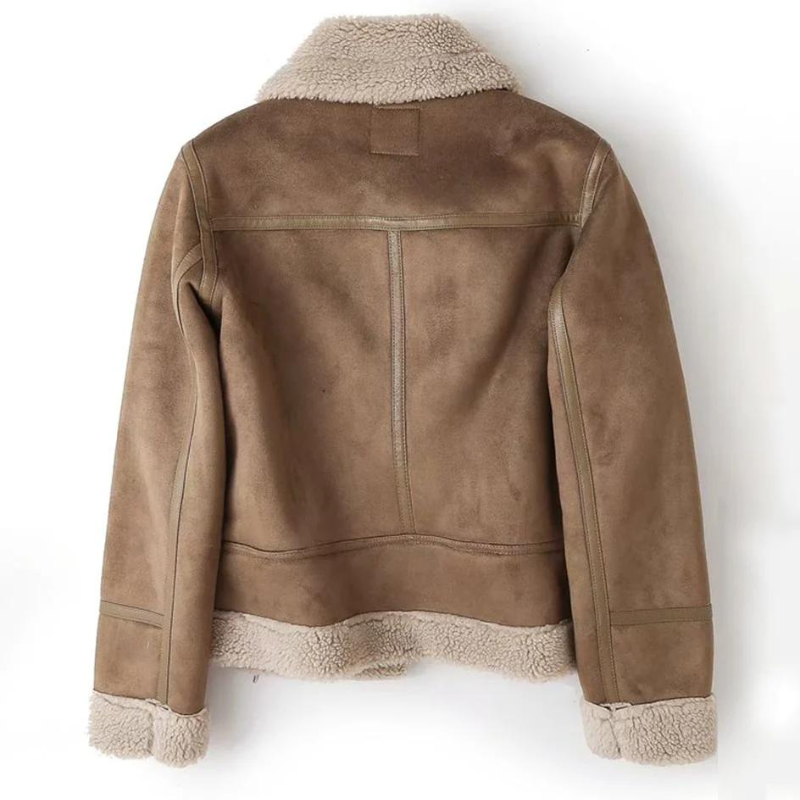 Dame Læderjakke med Sherpafor 1