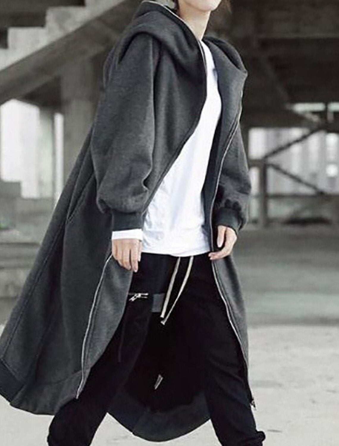 Dame Lang Vinterjakke Med Hætte Urban Stil 2