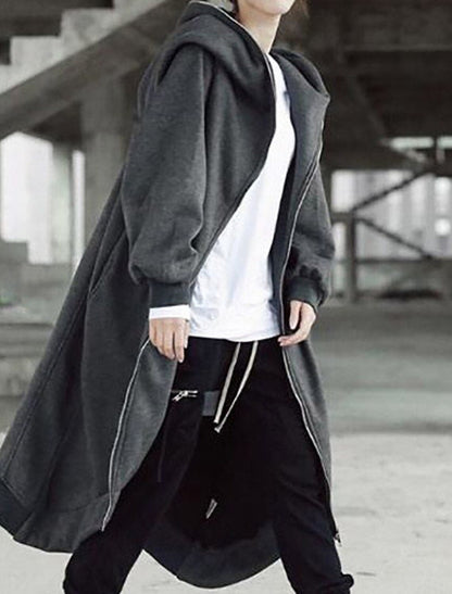 Dame Lang Vinterjakke Med Hætte Urban Stil 2