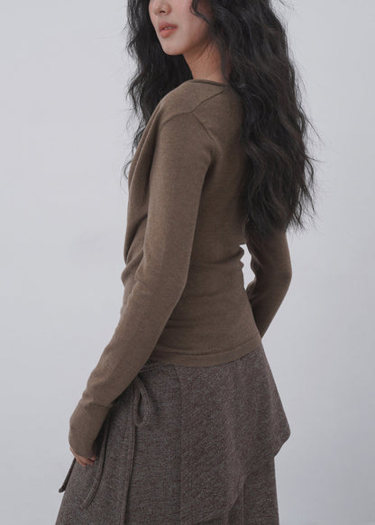 Dame Langærmet Cowl-Neck Skjorte med Falsk To-delt Design 4