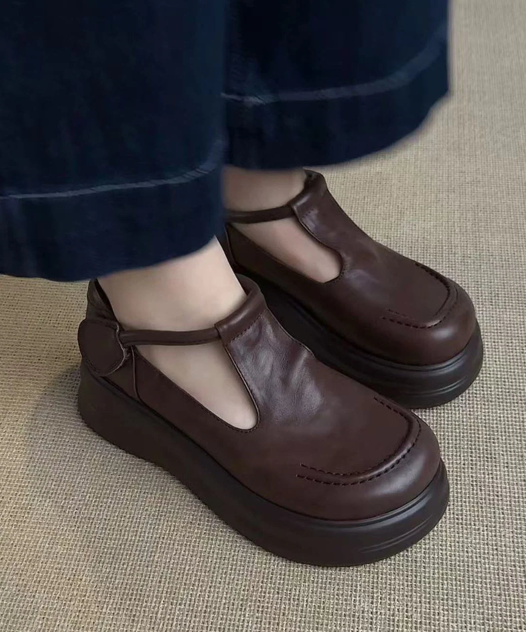 Dame Loafers med Plateau og Spænde 0