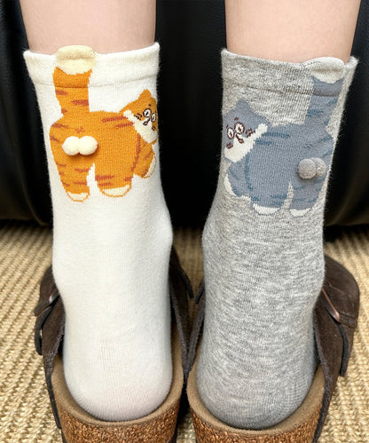 Dame Mellemlange Sokker med Kattemotiv i Japansk Stil 0