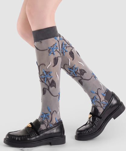 Dame Mellemlange Strømper Jacquard Patchwork Design 1