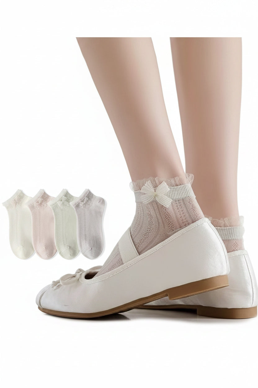Dame Mid Calf Sokker Med Mesh Design 0