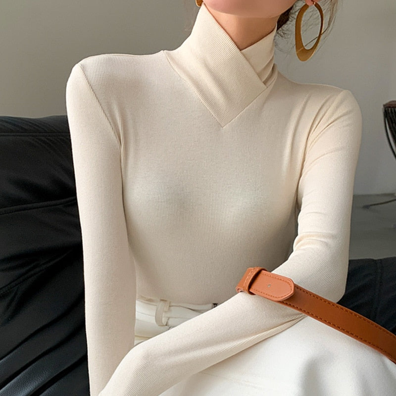 Dame Mock Neck Top Forår Stil 0