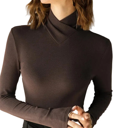 Dame Mock Neck Top Forår Stil 1