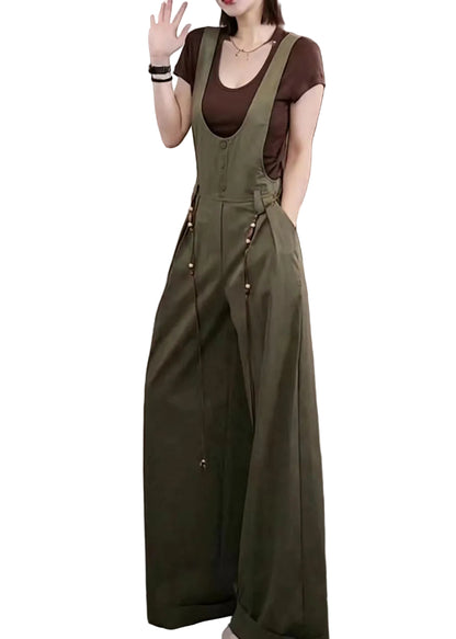Dame Overalls Jumpsuit med U-hals og Lommer 0