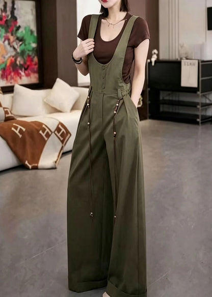 Dame Overalls Jumpsuit med U-hals og Lommer 3