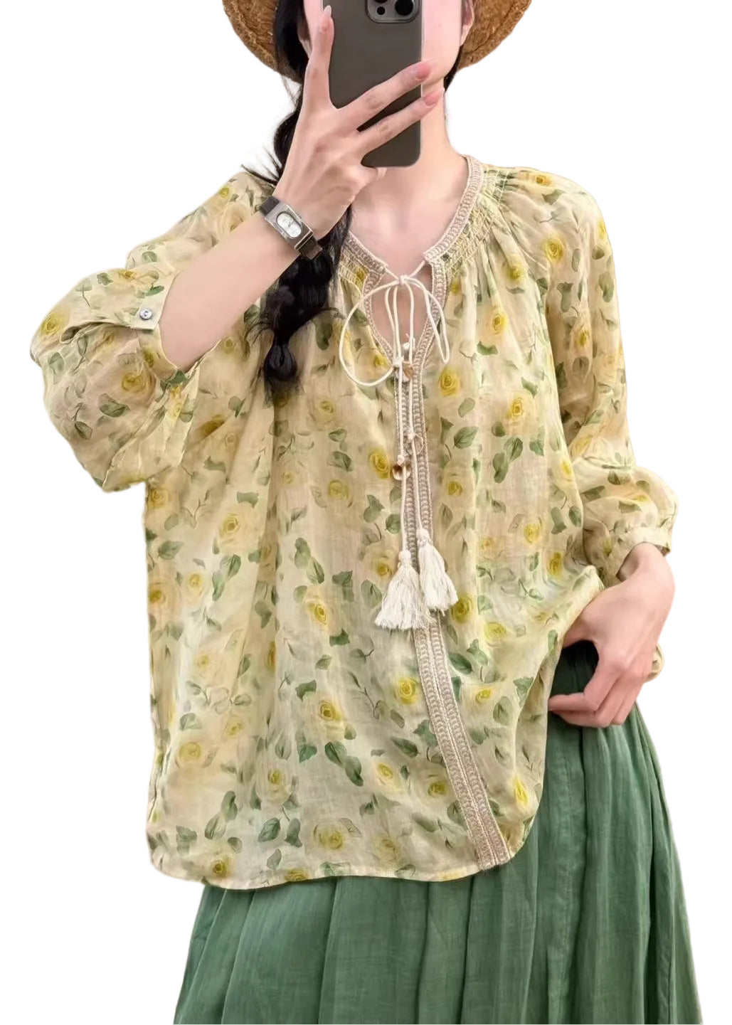 Dame Oversize Skjorte Med Print Trendy Style 0