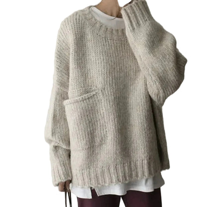 Dame Oversize Sweater med Lomme 0
