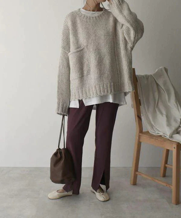 Dame Oversize Sweater med Lomme 1
