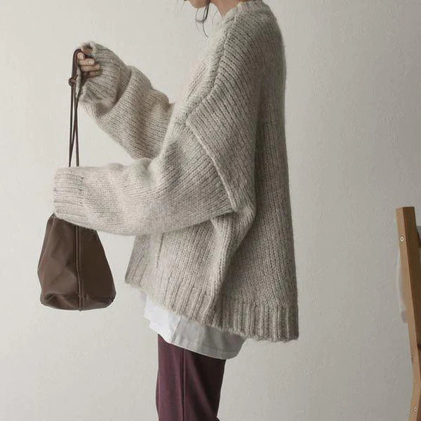 Dame Oversize Sweater med Lomme 2