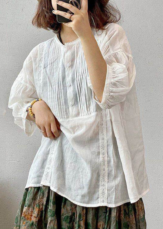 Dame Oversized Bomuldsskjorte Rynket Stil 2