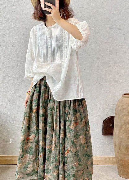 Dame Oversized Bomuldsskjorte Rynket Stil 3