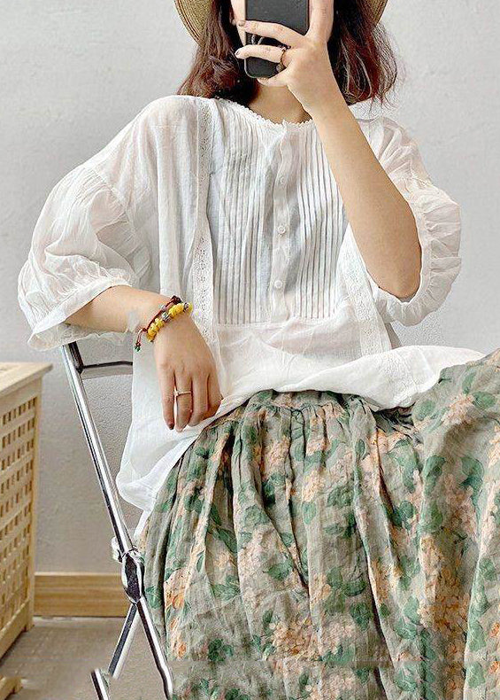 Dame Oversized Bomuldsskjorte Rynket Stil 4