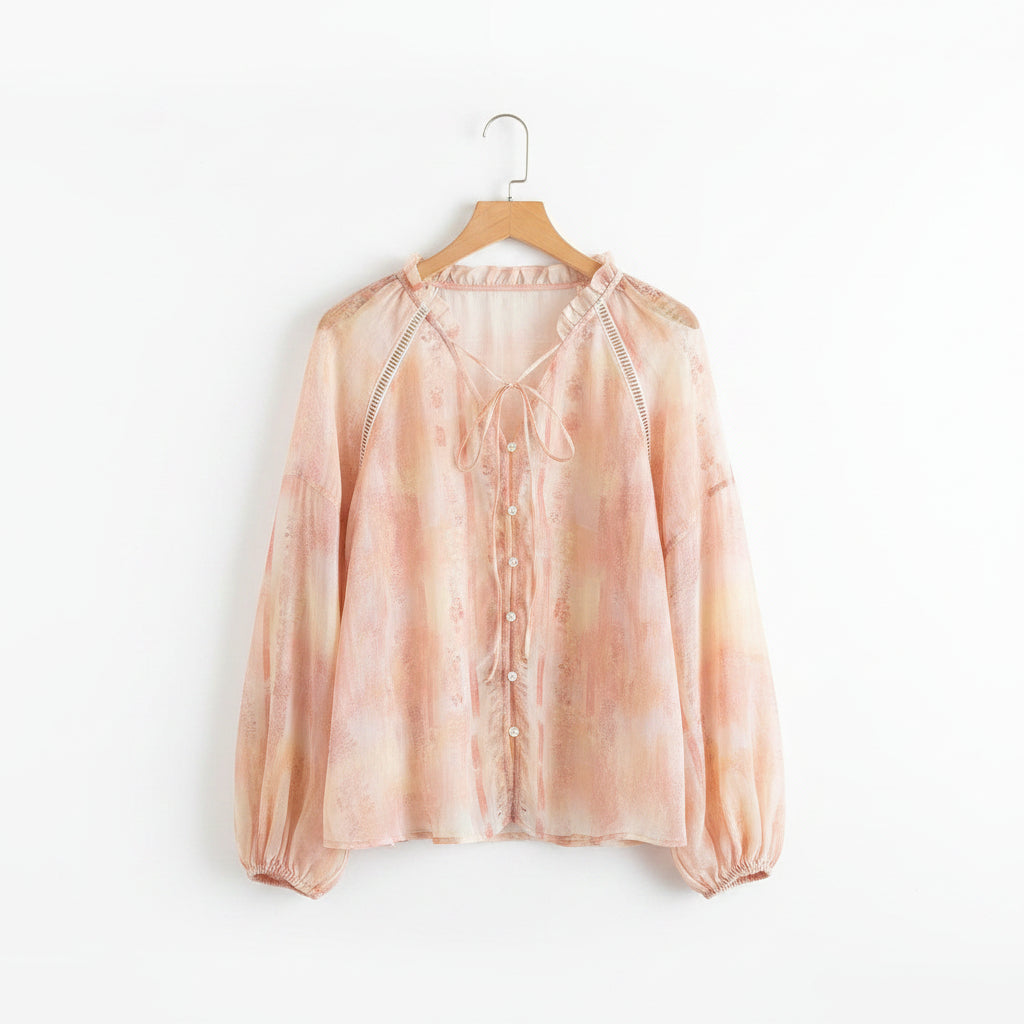 Dame Oversized Bomuldsskjorte med Print Plus Size 0