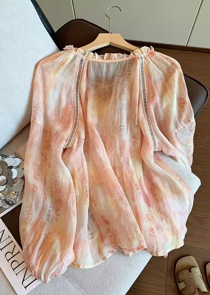 Dame Oversized Bomuldsskjorte med Print Plus Size 2