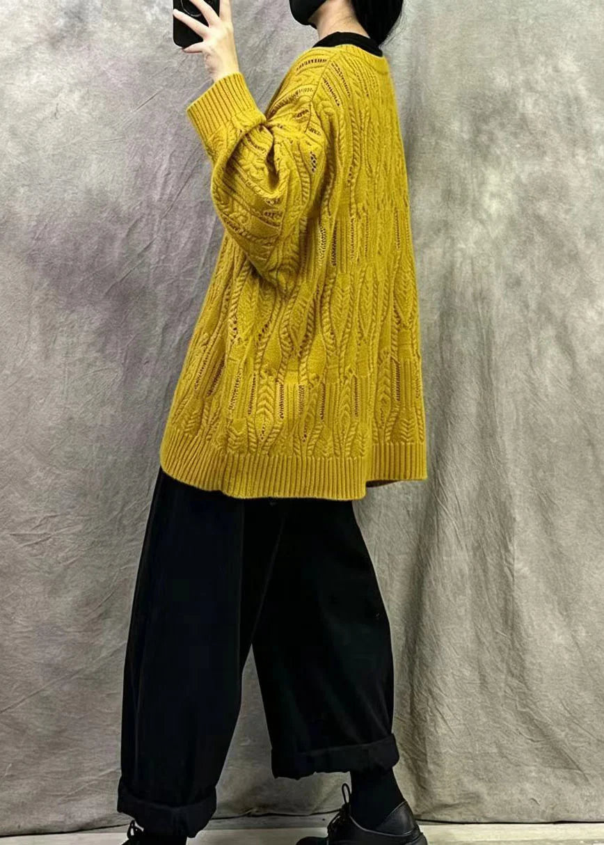 Dame Oversized Kabelstriktrøje Komfortabel Vinterstil 3
