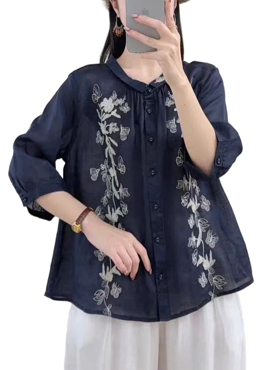 Dame Oversized Skjorte Butterfly Design 0