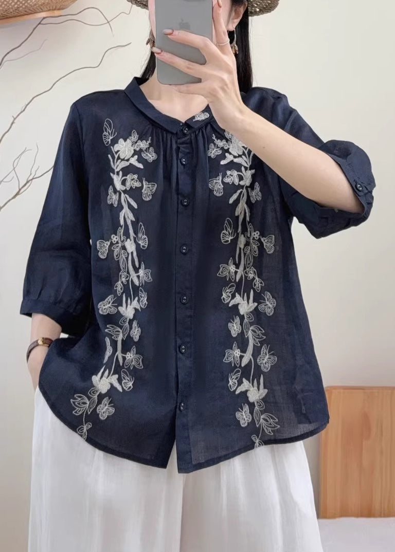 Dame Oversized Skjorte Butterfly Design 2