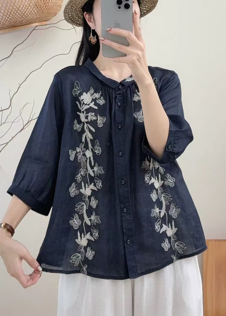 Dame Oversized Skjorte Butterfly Design 3
