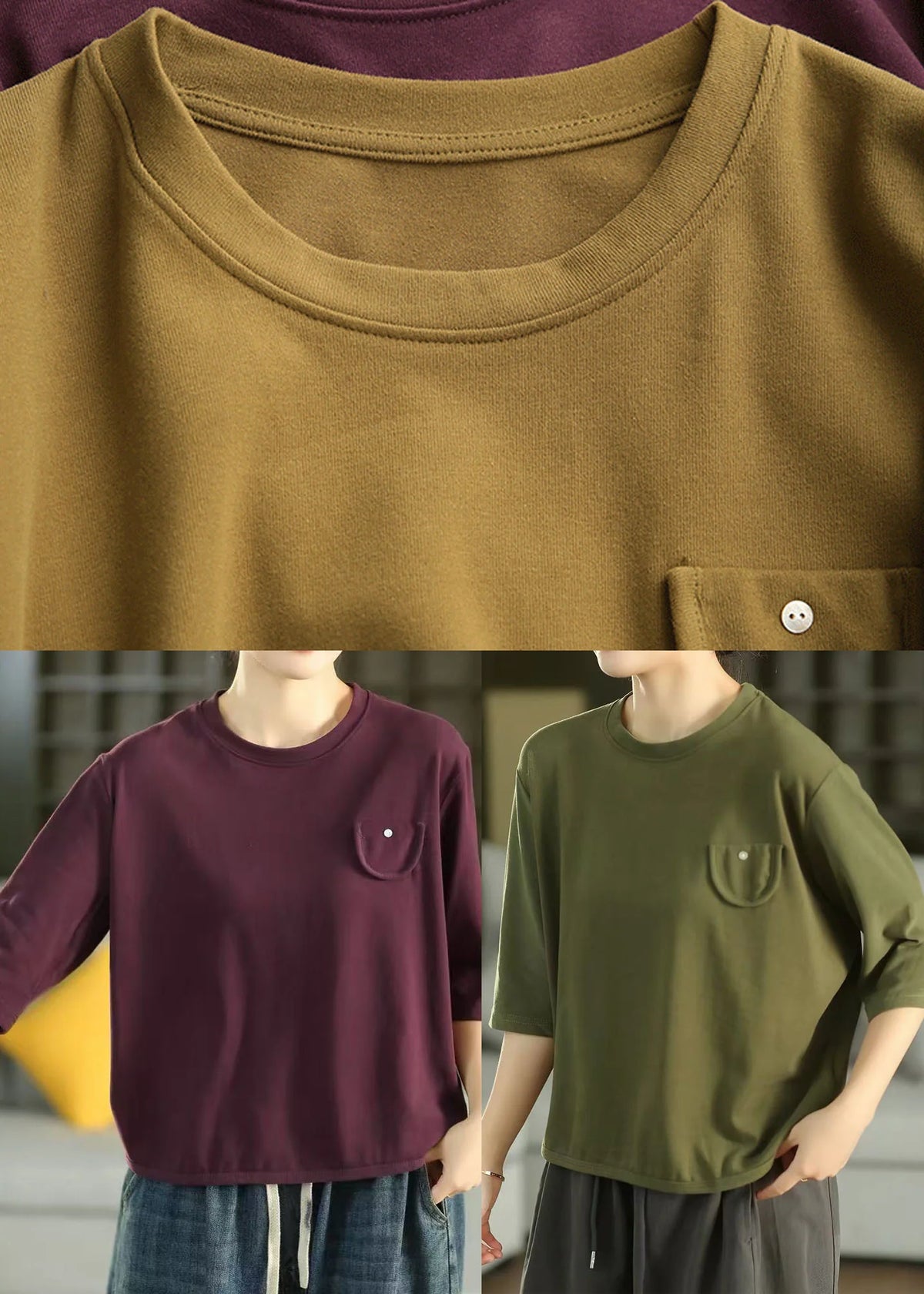 Dame Oversized Skjorte Halværmet Casual Stil 3