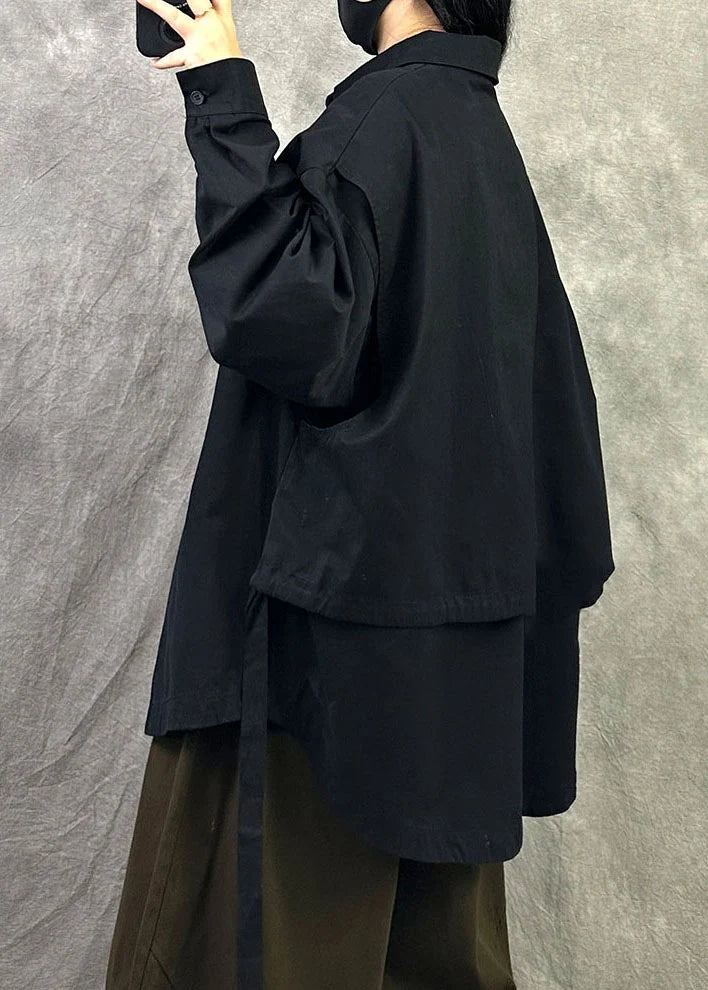 Dame Oversized Skjorte Med Patchwork Mønster Langærmet Efterårsstil 3