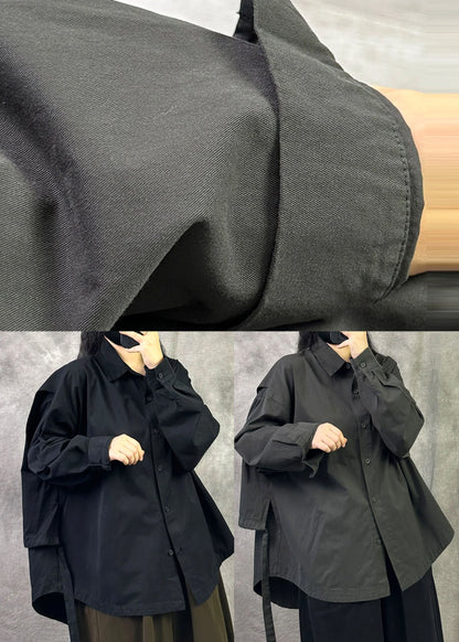 Dame Oversized Skjorte Med Patchwork Mønster Langærmet Efterårsstil 4
