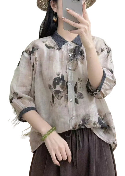 Dame Oversized Skjorte Printet Trendy 0