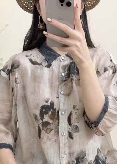 Dame Oversized Skjorte Printet Trendy 3