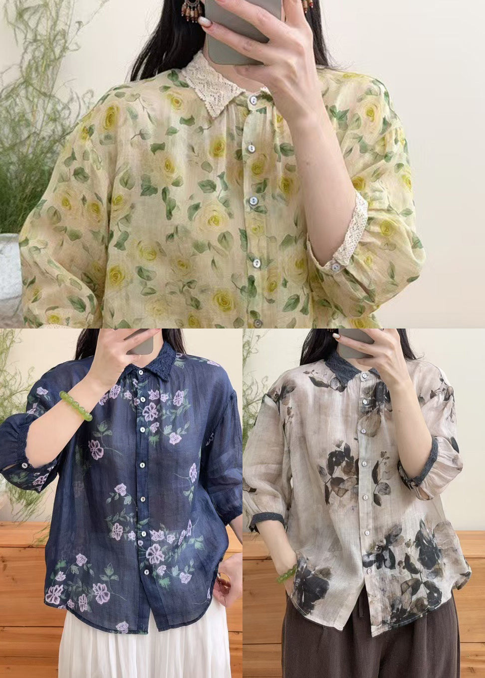Dame Oversized Skjorte Printet Trendy 4