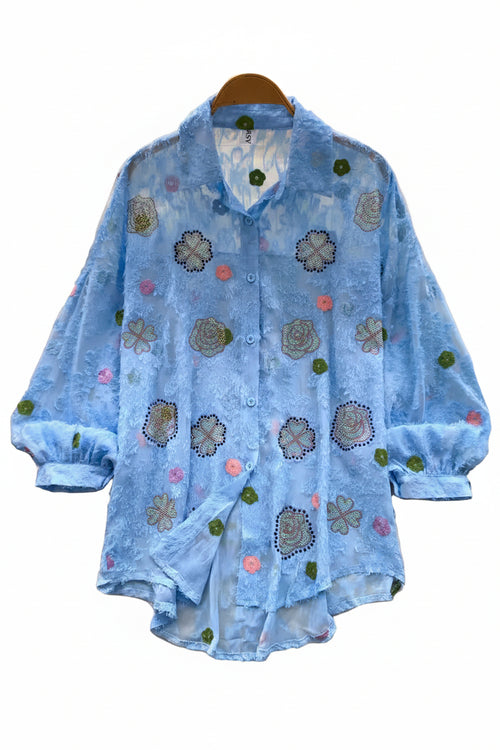 Dame Oversized Skjorte med Print og Sommerstil 0