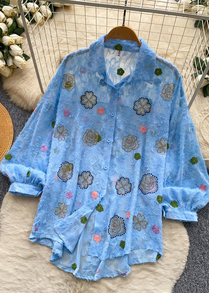 Dame Oversized Skjorte med Print og Sommerstil 2