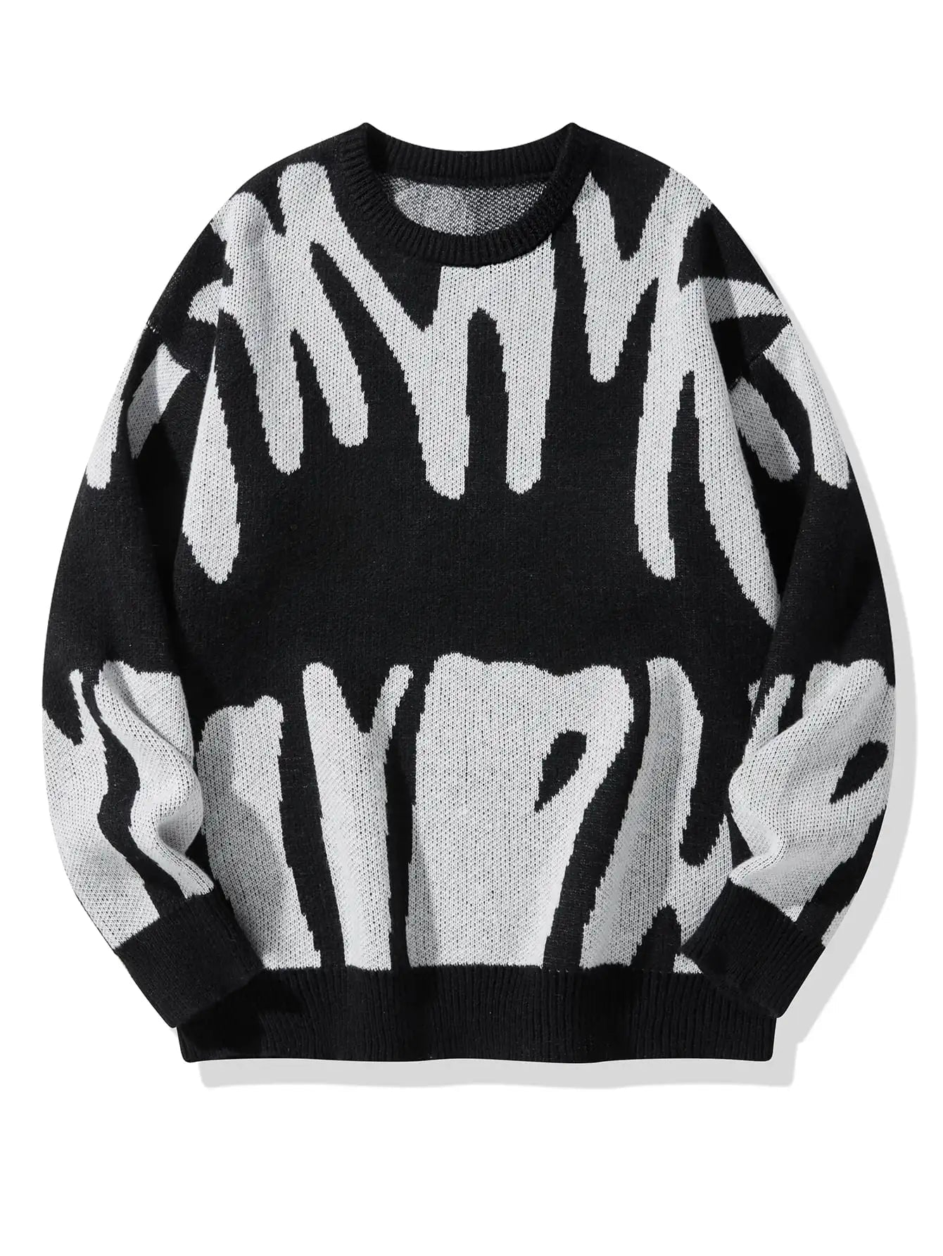 Dame Oversized Striktrøje med Abstrakt Mønster 1